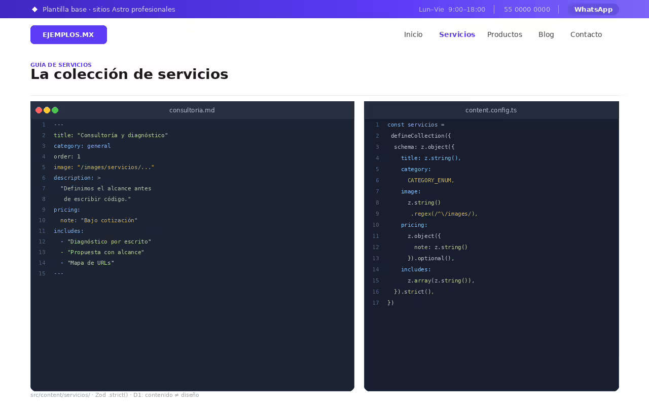 Imagen de ejemplo de «La colección» en la guía de servicios