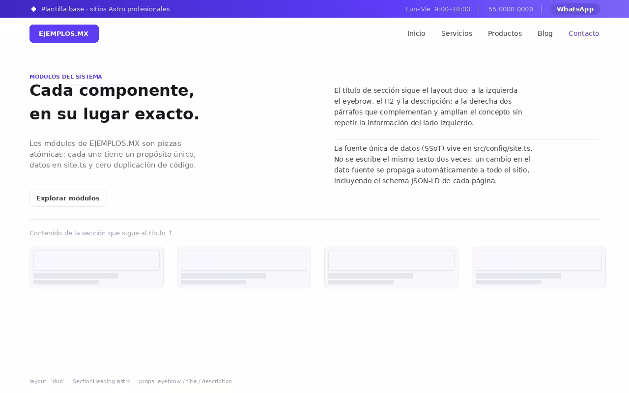 Imagen de ejemplo del módulo Encabezado de sección